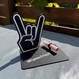 Geldscheinhalter Rock Pommesgabel, Metalhand, Metal, Konzert, Musik, Geldgeschenk, Geburtstag, Geschenk, Wunschtext, Personalisierbar