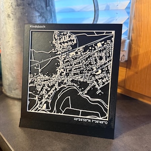 Personalisierte 3d Landkarte - Romantisches Geschenk - Valentinstag 3d Karte - Stadtkarten Bild mit Rahmen - Geschenk für Freundin