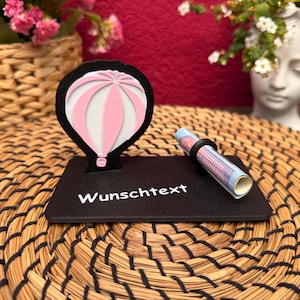 Geldscheinhalter Heißluftballon, lustiges Geldgeschenk zum runden Geburtstag, Erlebnis, Fahrt, Geschenk, Wunschtext, Personalisierbar