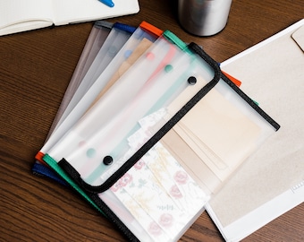 Juego de 5 organizadores de carpetas transparentes, portadocumentos, organizador de pegatinas, portarecibos, carpeta de almacenamiento de archivos, tamaño A5 A4