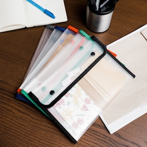5er Set Klare Ordner Organizer, Dokumentenhalter, Aufkleber Organizer, Quittungshalter, Ablageordner für A5 A4 Größe