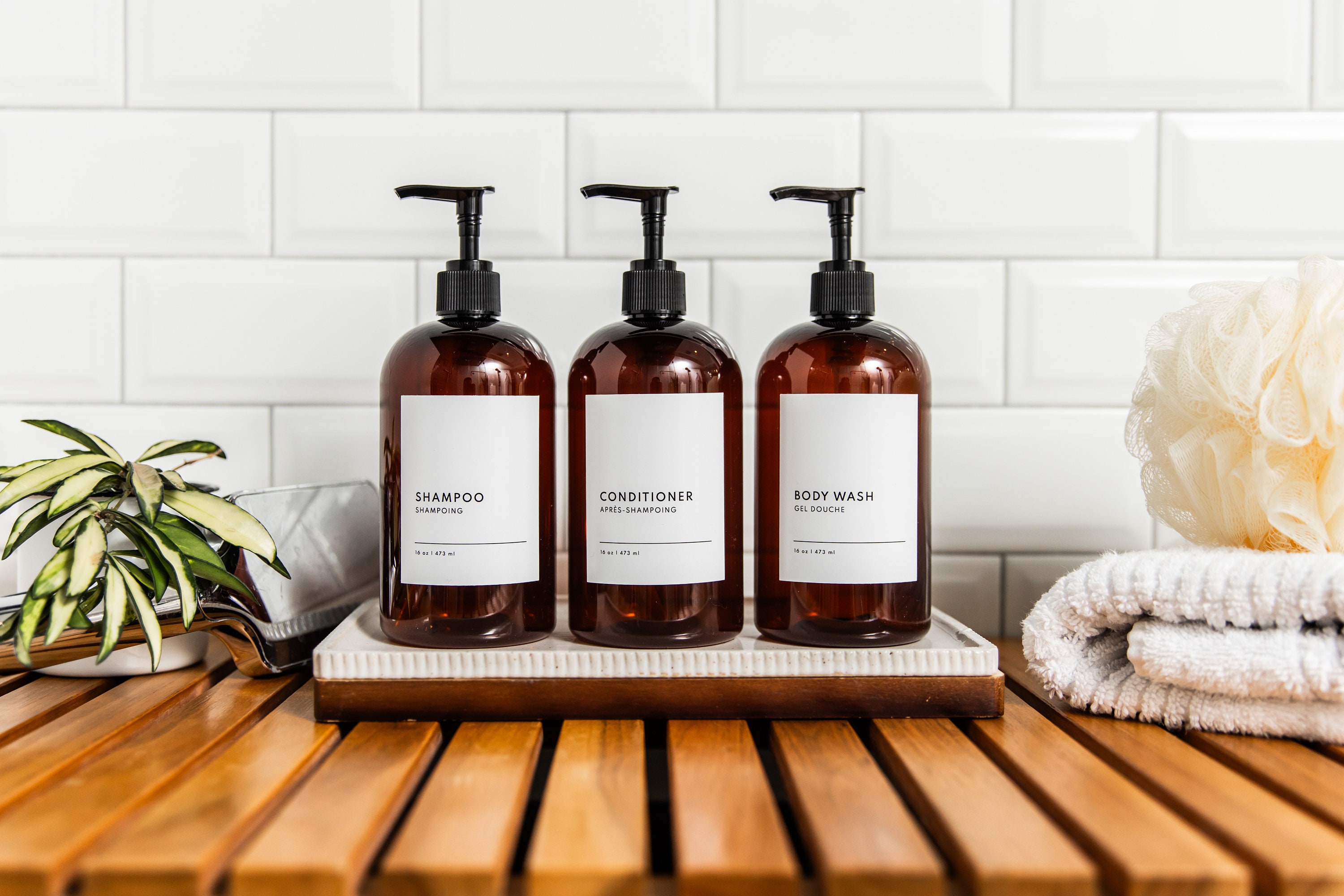 Lege Shampoo Flessen, Segbeauty 33oz 16oz Pomp Flessen voor Shampoo en Conditioner, 1000ml 500ml Vloeibare Zeep Dispenser voor Body Zeep Shampoo Conditioner, Amber, 33,8 oz/1000ml