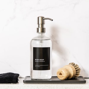 Nachfüllbarer Seifenspender aus Glas: Metall Pump, Black Label, Minimalistisches Geschenk