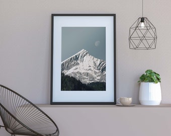 Poster - Bayern - Berge - Alps - Print - Wandbild -  Wanddeko - Bild - Mond - RAHMENLOS - verschiedene Größen verfügbar