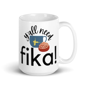 Swedish fika mug, swedish coffee mug, cinnamon bun mug, office mug, Sweden, fika, gift, kaffe