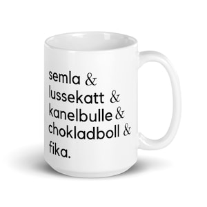 fika, semla, lussekatt, kanelbulle, chokladboll, swedish mug