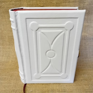 White Leather Grimoire - Journal - With Brass Leather Clasp
