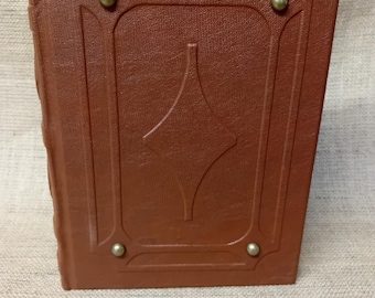 Large Leather Grimoire - Journal - Distressed brown leather with sculptured boards.