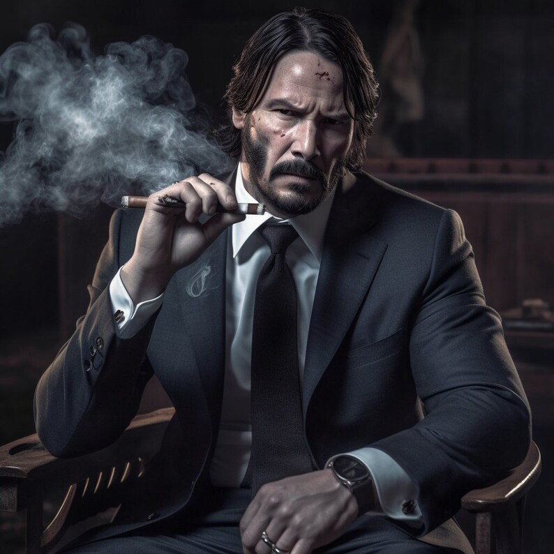 Buy John Wick Poster John Wick in a Suit Smoking Cigar Online in India Etsy