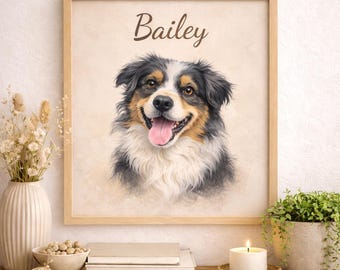 Custom Pet Portraits from Photo, Dog Portraits from Photo, Pet Memorial Gift, Digital Pet Drawing, Printable Pet Love Gift