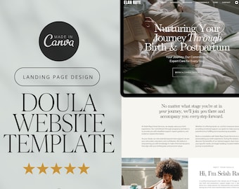 Canva Doula Website Template | Landing Page for Doulas | Website for Doulas | Canva Website Template | One Page Website Template