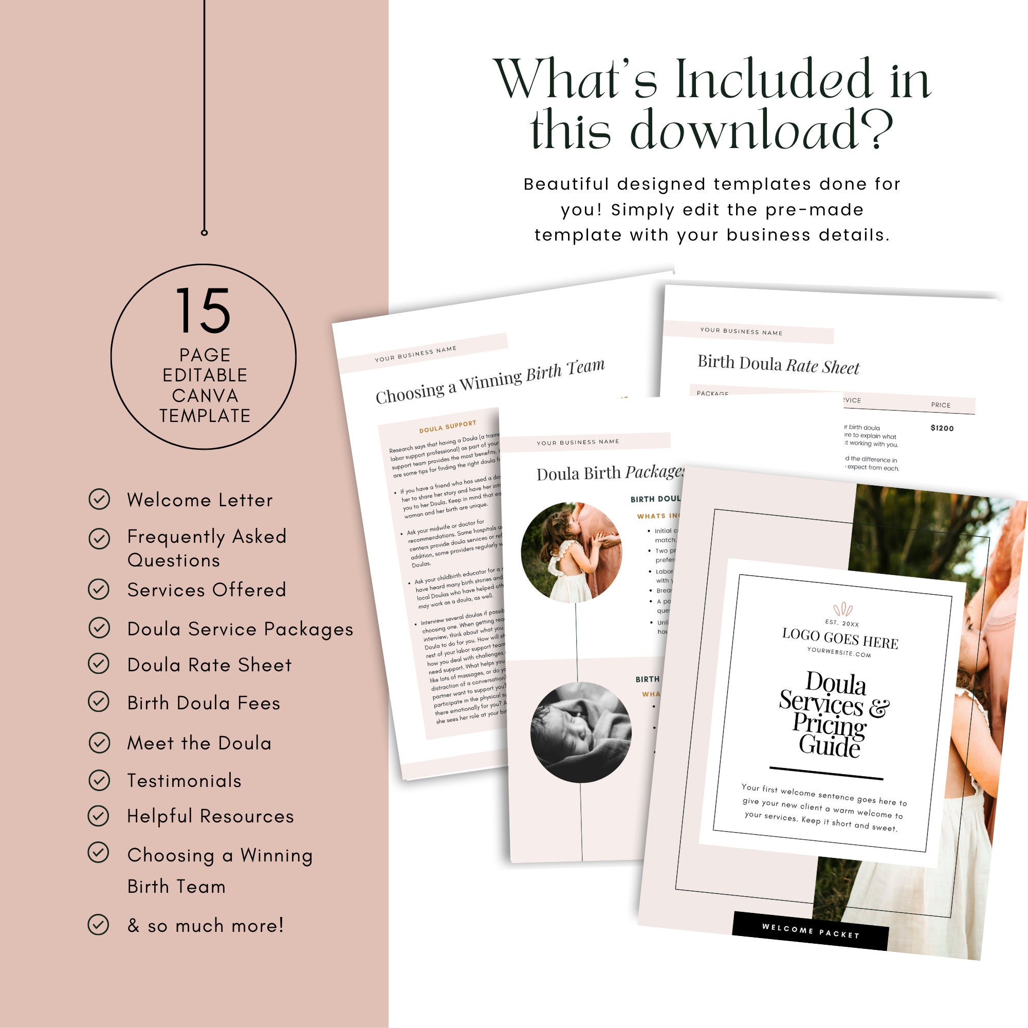 Doula Client Welcome Packet Template Doula Services & - Etsy