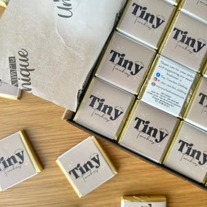 Business custom Personalised Chocolate  favours Handmade Square small business gift logo customised favors freebies treats merchandise