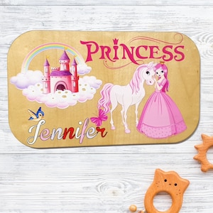 Nom Planche de petit-déjeuner, Cadeaux licorne pour les filles, Planche à découper personnalisée pour les enfants, Cadeau bébé fille pour tout-petit, Cadeau 1er anniversaire, Nouveau bébé