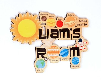 Wooden Door hanger, Gift for Kids Personalized, Space Door Sign, Custom door sign, Bespoke Sign for Kids Room, Wall Hanger for Kids
