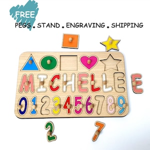 Juego de mesa ocupado para niños pequeños, rompecabezas de nombre de madera Montessori, Mindfulness 1st Birthday Gift Learning Shapes