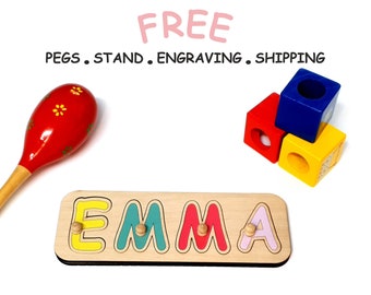 Rompecabezas de arco iris personalizado para bebé / Rompecabezas de nombre personalizado / Regalo de niña personalizado