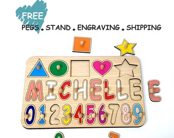 Juego de mesa ocupado para niños pequeños, rompecabezas de nombre de madera Montessori, Mindfulness 1st Birthday Gift Learning Shapes