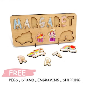 Baby Mädchen Geschenk Personalisiertes Namenspuzzle | Babyparty-Geschenk-Kuchen-kundenspezifisches Puzzle| Sensorisches Spielzeug Montessori