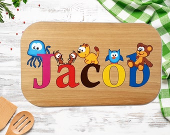 Bebé, Baby Boy Regalo personalizado, Mantel de nombre de guardería, Juguetes para bebés, Regalos de cumpleaños, Mantel de cumpleaños Mantel personalizado Animales Decoración de cocina