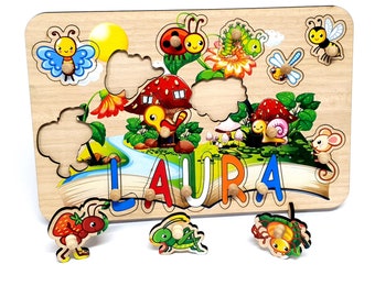 Juguete de aprendizaje personalizado para niños pequeños, colorido bebé de tablero ocupado, juego educativo Insectos de fieltro