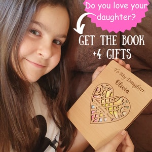 Libro guiado de madera para mi hija, consejo, regalo inspirador para la hija, recuerdo de mamá para mi hija, regalo de mamá a hija