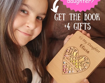 Diario de madera para mi hija, ilustraciones y temas de la vida, regalo de mamá a hija, cartas a mi hija, regalo único para hija