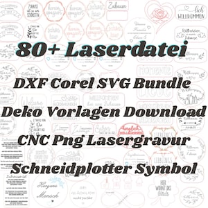 Más de 80 diseños láser DXF Corel SVG, imágenes prediseñadas, plantillas de decoración de archivos digitales, descarga de símbolos CNC para plotter de corte y grabado láser, PNG. Bienvenido.