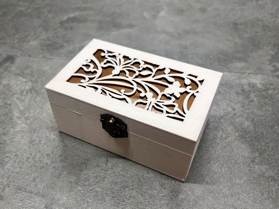 Wooden Box Chest With Laser Cut Pattern in the Lid Gift Box Etsy