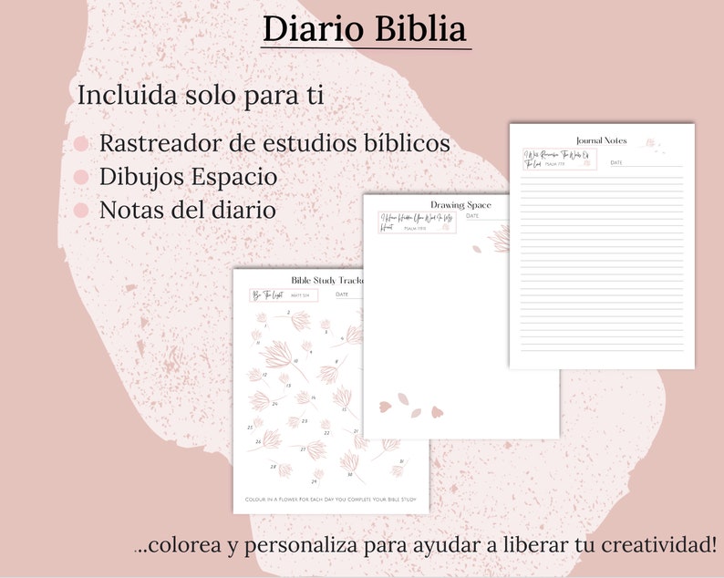 Diario Biblia Imprimible, Diario Biblia, Spanish Prayer Journal Printable, Bible Study Planner Spanish, Bible Study Guide, PDF image 3