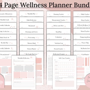 Wellness Journal Printable, Self-Care Planner Printable, Self-Care Journal Pink, Self Love Journal, Mentalhealth Work Sheet, Mindfulness PDF