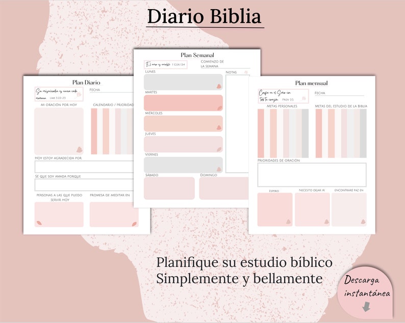 Diario Biblia Imprimible, Diario Biblia, Spanish Prayer Journal Printable, Bible Study Planner Spanish, Bible Study Guide, PDF image 2