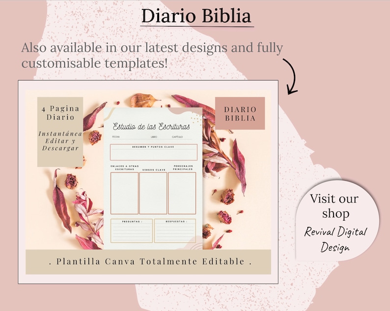 Diario Biblia Imprimible, Diario Biblia, Spanish Prayer Journal Printable, Bible Study Planner Spanish, Bible Study Guide, PDF image 8