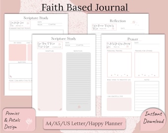 Prayer Journal, Bible Study Printable, Bible Study Guide, Faith Based Journaling, Pink Prayer Journal, Reflection Notes