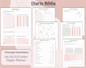 Diario Biblia Imprimible, Diario Biblia, Spanish Prayer Journal Printable, Bible Study Planner Spanish, Bible Study Guide, PDF