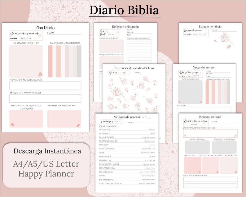 Diario Biblia Imprimible, Diario Biblia, Spanish Prayer Journal Printable, Bible Study Planner Spanish, Bible Study Guide, PDF image 1