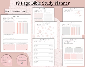 Prayer Journal Printable, Bible Study Planner, Bible Study Guide, Bible Journal Pink, Faith Based Planner, Bible Reading Log, Devotional