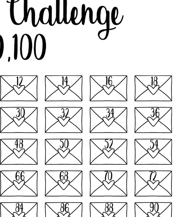 100 Envelope Challenge Tracker Save 10100 Etsy