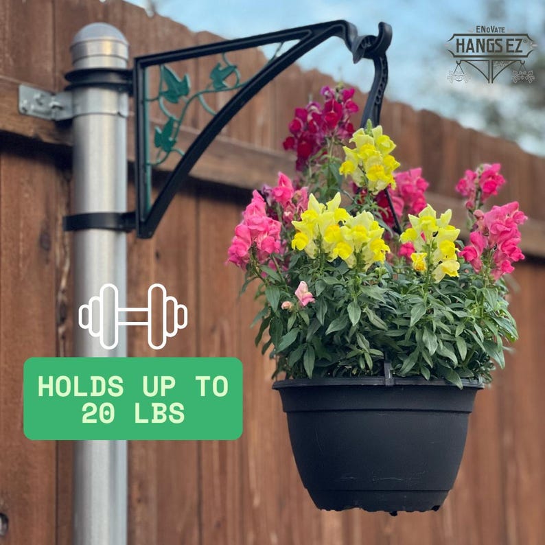 2 PCS Hangs EZ Fence Post Hangers Wth Blue Panel nserts(plant Hanger...