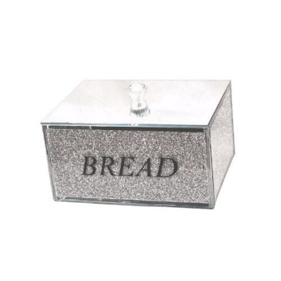 Silver Bread Bin Crushed Diamond Crystal Filled for Kitchen Etsy
