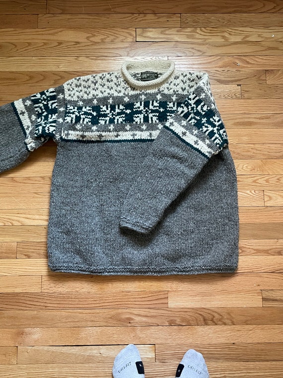 XL Hand Knit Wool Sweater - image 1