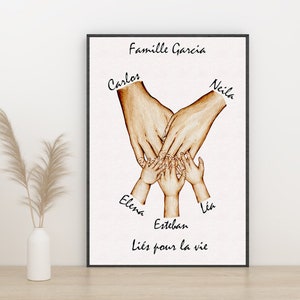 Póster familiar personalizado - Póster en francés - Póster de tamaño A6 a A3 - Marco A3 opcional - Regalo para el hogar - Regalo de nacimiento