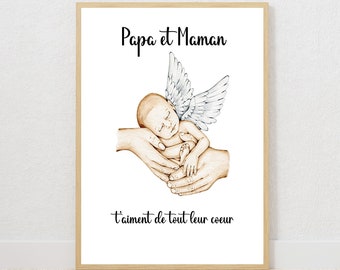 Affiche à personnaliser avec un message en hommage à un bébé ange, deuil périnatal, perte d'un bébé, parange, mamange, souvenir bébé, amour