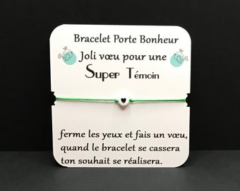 OFFRE 3+1 avec le code BRACELET3PLUS1, Bracelet femme minimaliste avec perle coeur, carte message témoin de mariage femme, cadeau pour femme