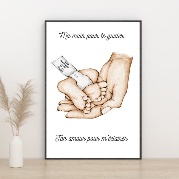 Affiche de naissance personnalisée, affiche format A4 vendue sans le cadre, idée cadeau pour jeune maman, cadeau de naissance original utile