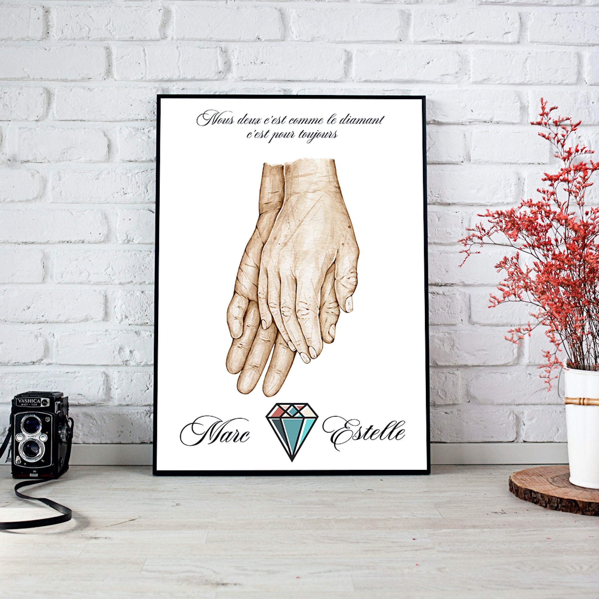 Affiche A4 Personnalisable avec Message sur Le Thème de L'amour Éternel, Mariage Heureux, Couple Uni