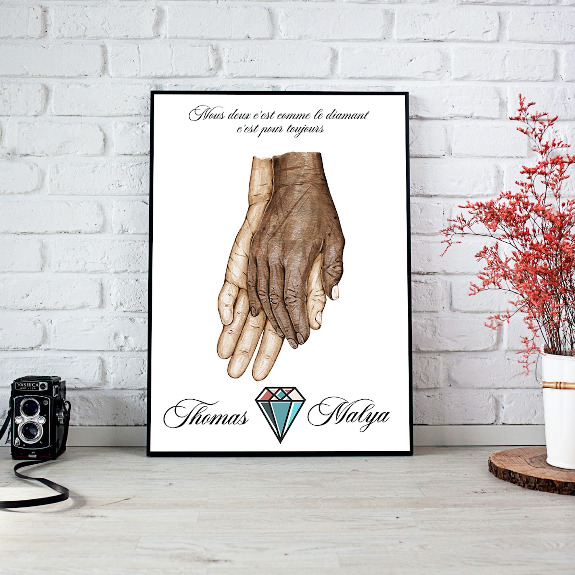 Affiche A4 Personnalisable avec Message sur Le Thème de L'amour Éternel, Mariage Heureux, Couple Uni