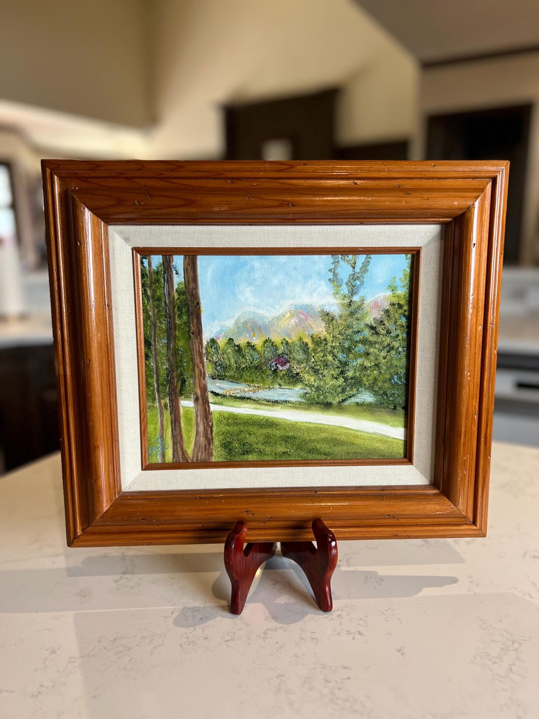 Vintage Original Wooded Landscape Signed Framed Painting Oil on Canvas ...
