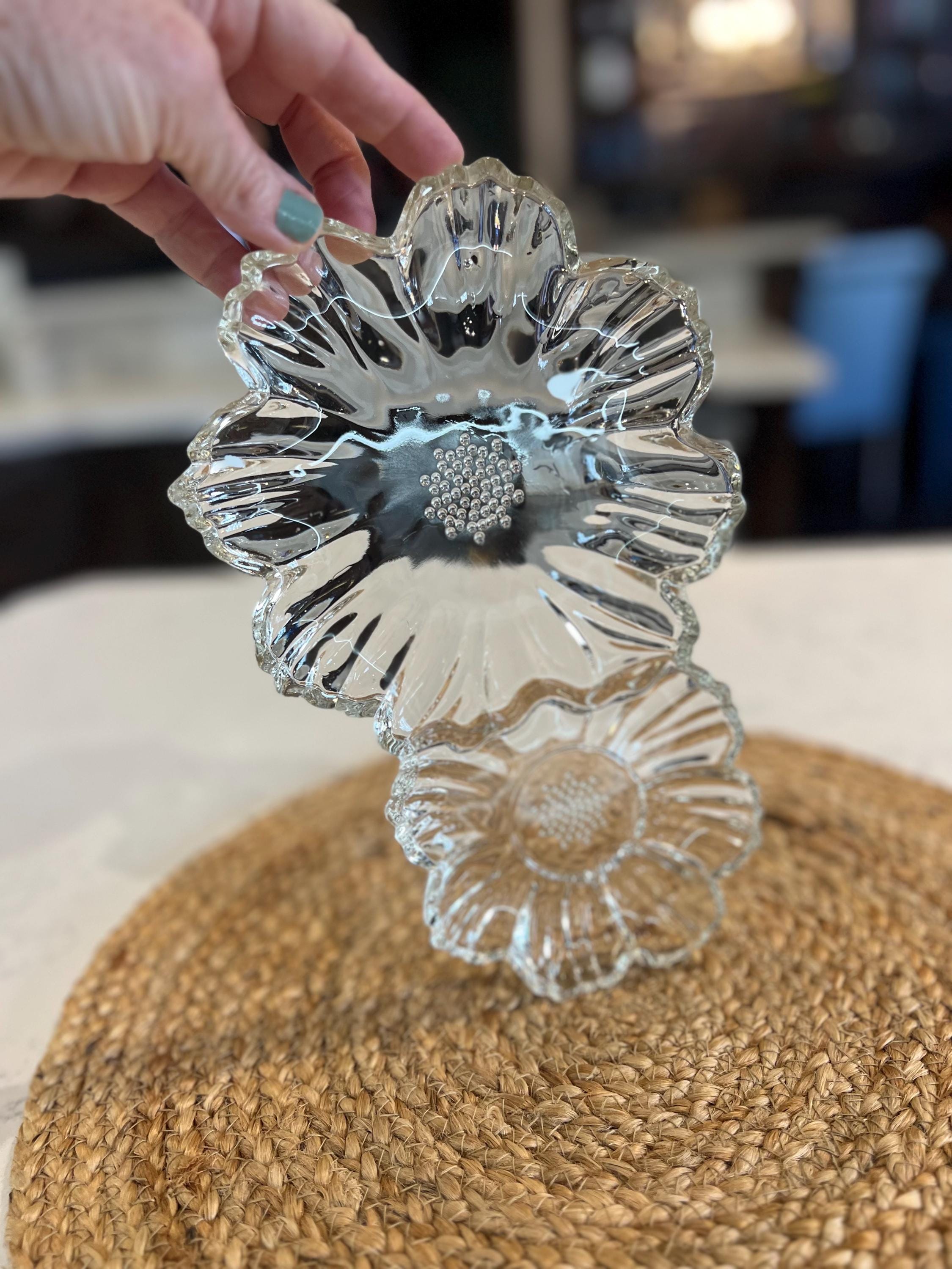 Vintage Hazel Atlas Daisy Glass Plate, Sandwich Dish Circa 1960's