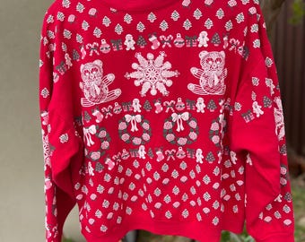 Vintage 80s 90s Graphic Christmas Sweatshirt.